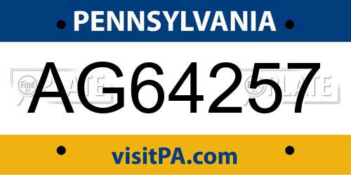 AG64257 Pennsylvania License Plate