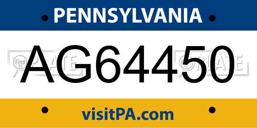 AG64450 Pennsylvania License Plate