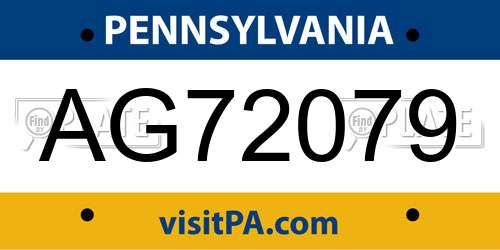 AG72079 Pennsylvania License Plate