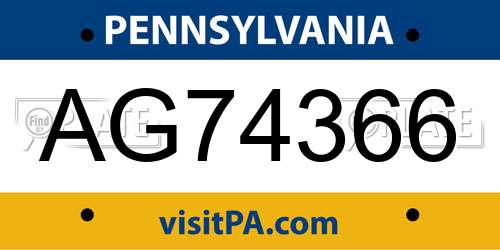 AG74366 Pennsylvania License Plate