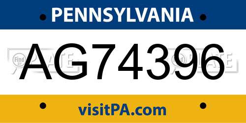 AG74396 Pennsylvania License Plate