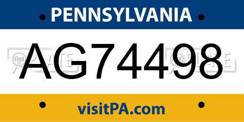 AG74498 Pennsylvania License Plate
