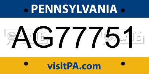 AG77751 Pennsylvania License Plate