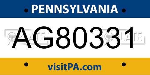 AG80331 Pennsylvania License Plate