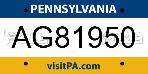 AG81950 Pennsylvania License Plate