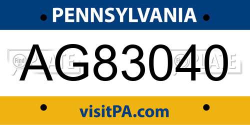 AG83040 Pennsylvania License Plate