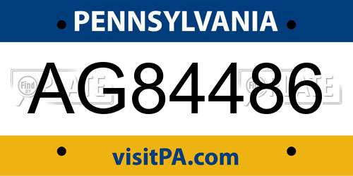 AG84486 Pennsylvania License Plate