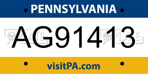 AG91413 Pennsylvania License Plate
