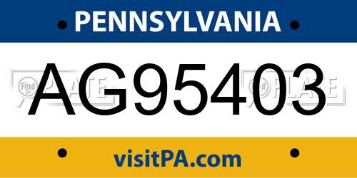 AG95403 Pennsylvania License Plate
