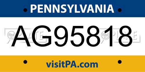 AG95818 Pennsylvania License Plate