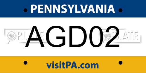 AGD02 Pennsylvania License Plate