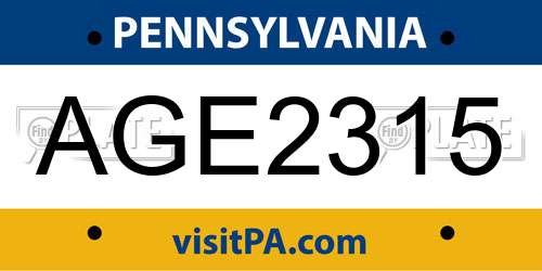 AGE2315 Pennsylvania License Plate