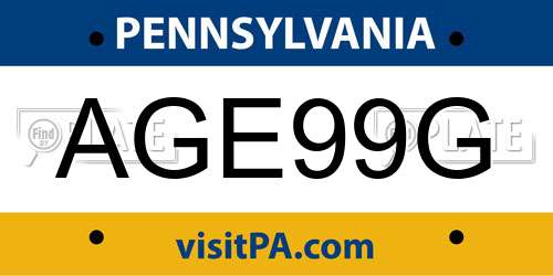 AGE99G Pennsylvania License Plate