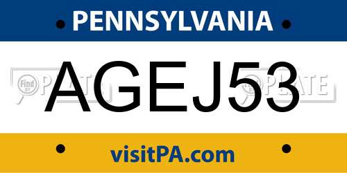 AGEJ53 Pennsylvania License Plate