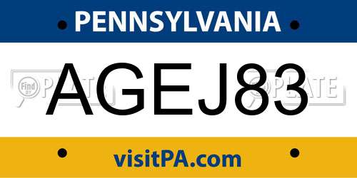 AGEJ83 Pennsylvania License Plate