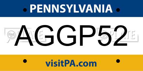 AGGP52 Pennsylvania License Plate