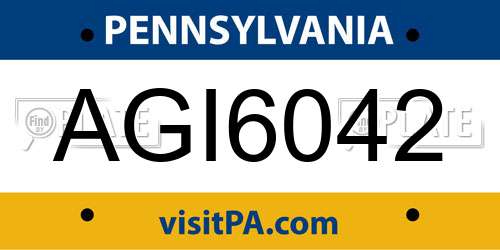 AGI6042 Pennsylvania License Plate