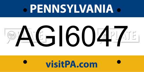 AGI6047 Pennsylvania License Plate
