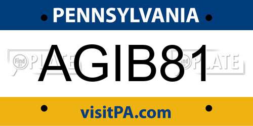 AGIB81 Pennsylvania License Plate
