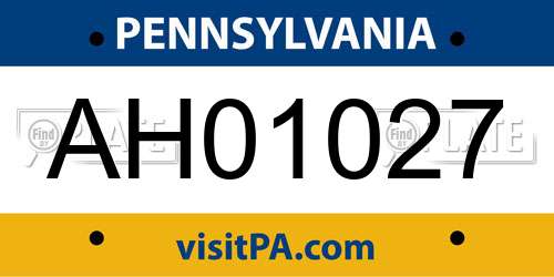 AH01027 Pennsylvania License Plate