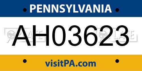 AH03623 Pennsylvania License Plate