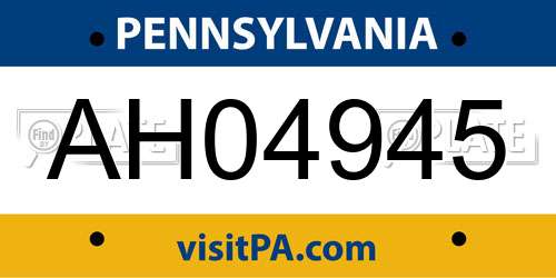 AH04945 Pennsylvania License Plate