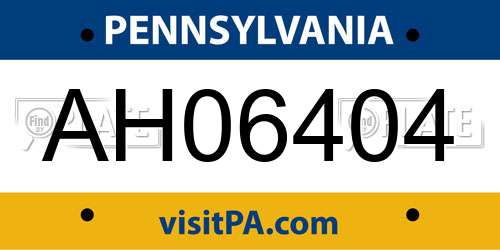 AH06404 Pennsylvania License Plate