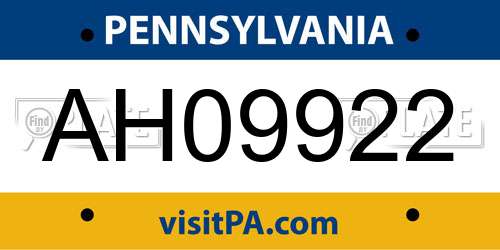 AH09922 Pennsylvania License Plate