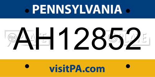 AH12852 Pennsylvania License Plate
