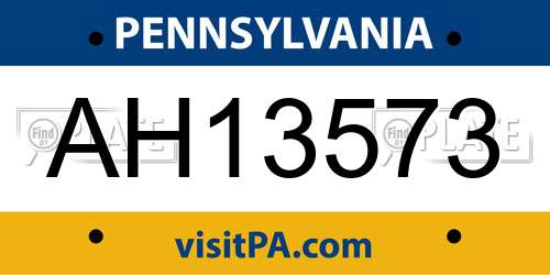 AH13573 Pennsylvania License Plate