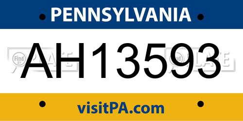 AH13593 Pennsylvania License Plate