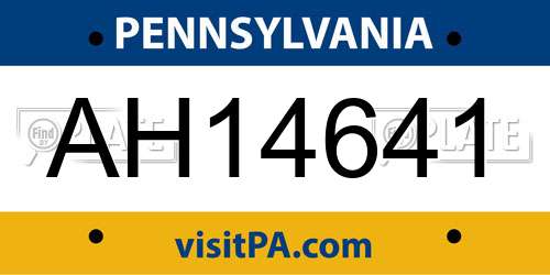 AH14641 Pennsylvania License Plate