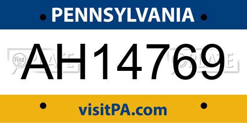 AH14769 Pennsylvania License Plate