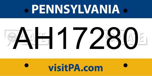 AH17280 Pennsylvania License Plate