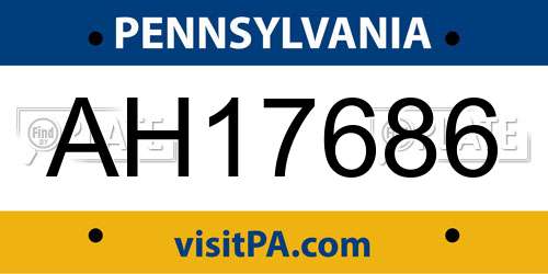 AH17686 Pennsylvania License Plate
