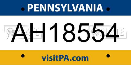 AH18554 Pennsylvania License Plate