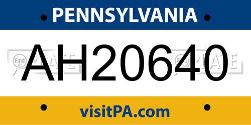 AH20640 Pennsylvania License Plate