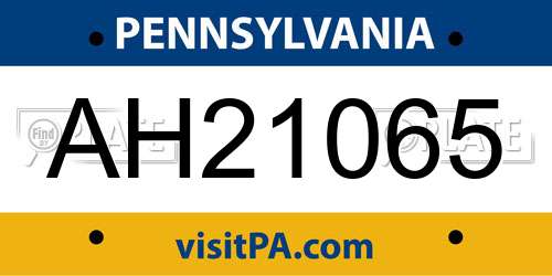 AH21065 Pennsylvania License Plate