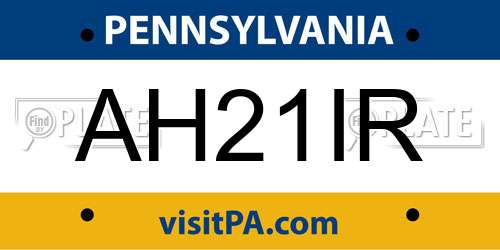 AH21IR Pennsylvania License Plate