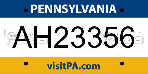 AH23356 Pennsylvania License Plate