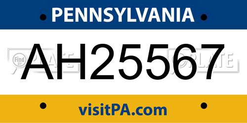 AH25567 Pennsylvania License Plate