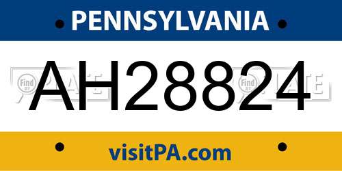 AH28824 Pennsylvania License Plate