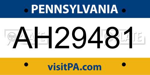 AH29481 Pennsylvania License Plate