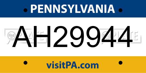 AH29944 Pennsylvania License Plate