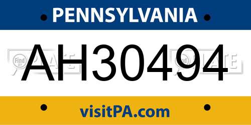 AH30494 Pennsylvania License Plate