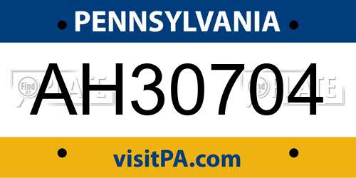 AH30704 Pennsylvania License Plate