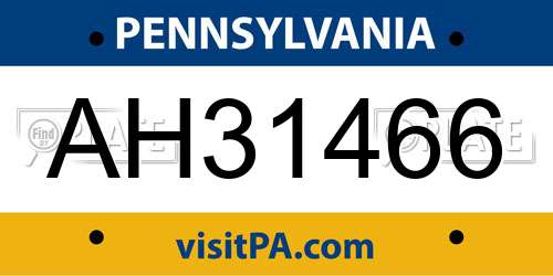 AH31466 Pennsylvania License Plate