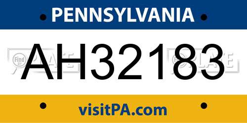 AH32183 Pennsylvania License Plate