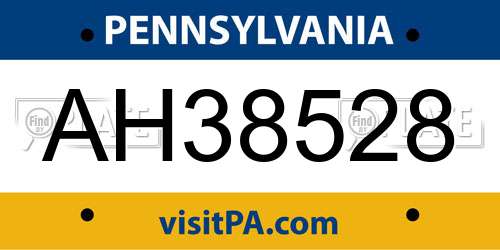 AH38528 Pennsylvania License Plate