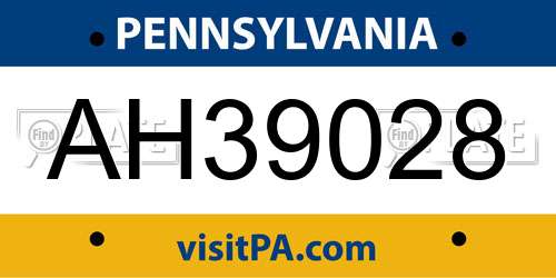 AH39028 Pennsylvania License Plate